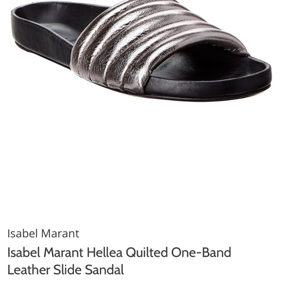 DYT Type 4! Isabel Marant HELLEA Metallic Silver Leather Slides Sandals in 35 - Picture 3 of 8